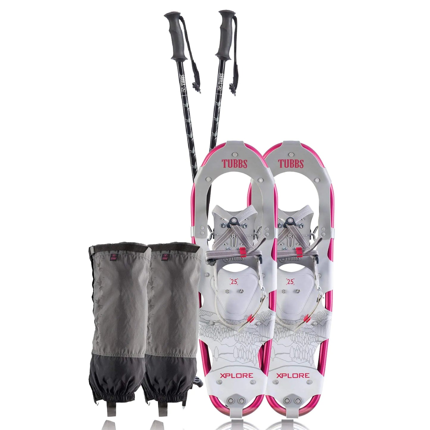 Tubbs Womens Xplore Kit Trail Walking Snowshoes Rasberry Red 21